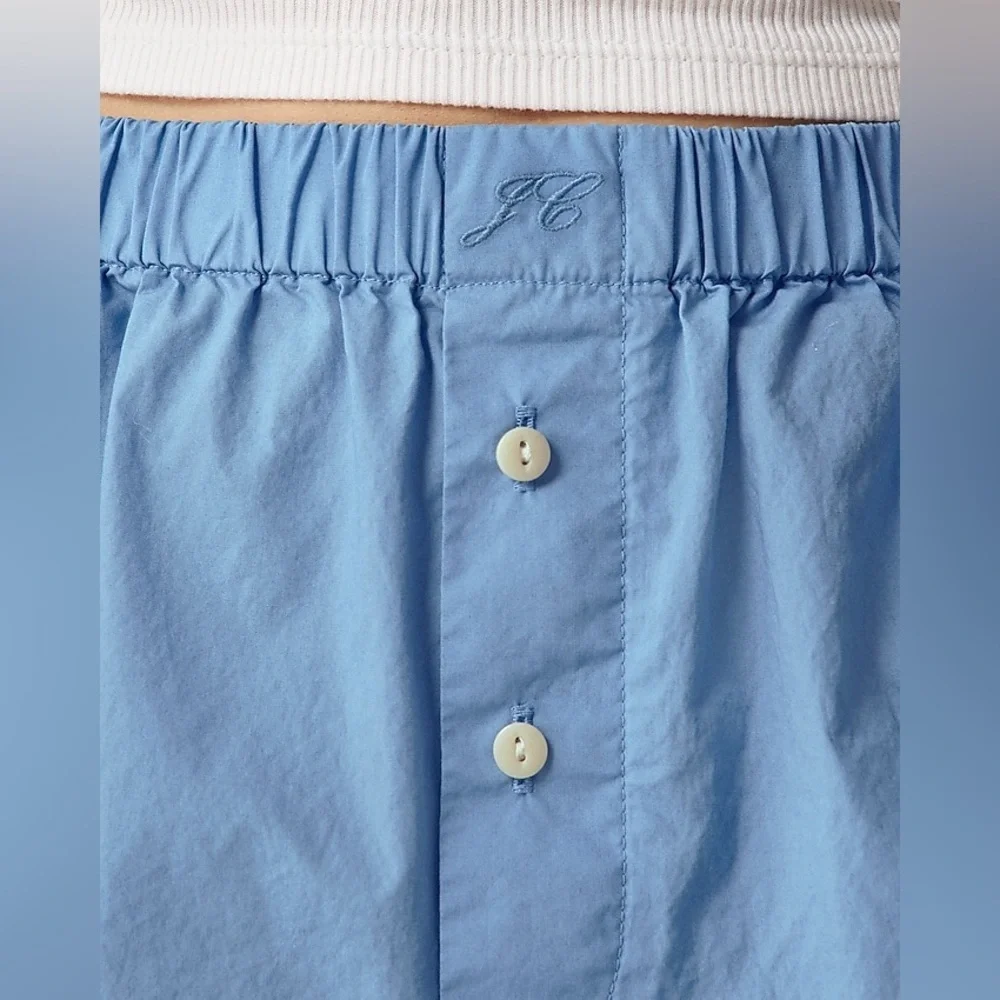 NWT J.Crew Cotton poplin boxer short XS Hydrangea Blue Preppy Casual Classic